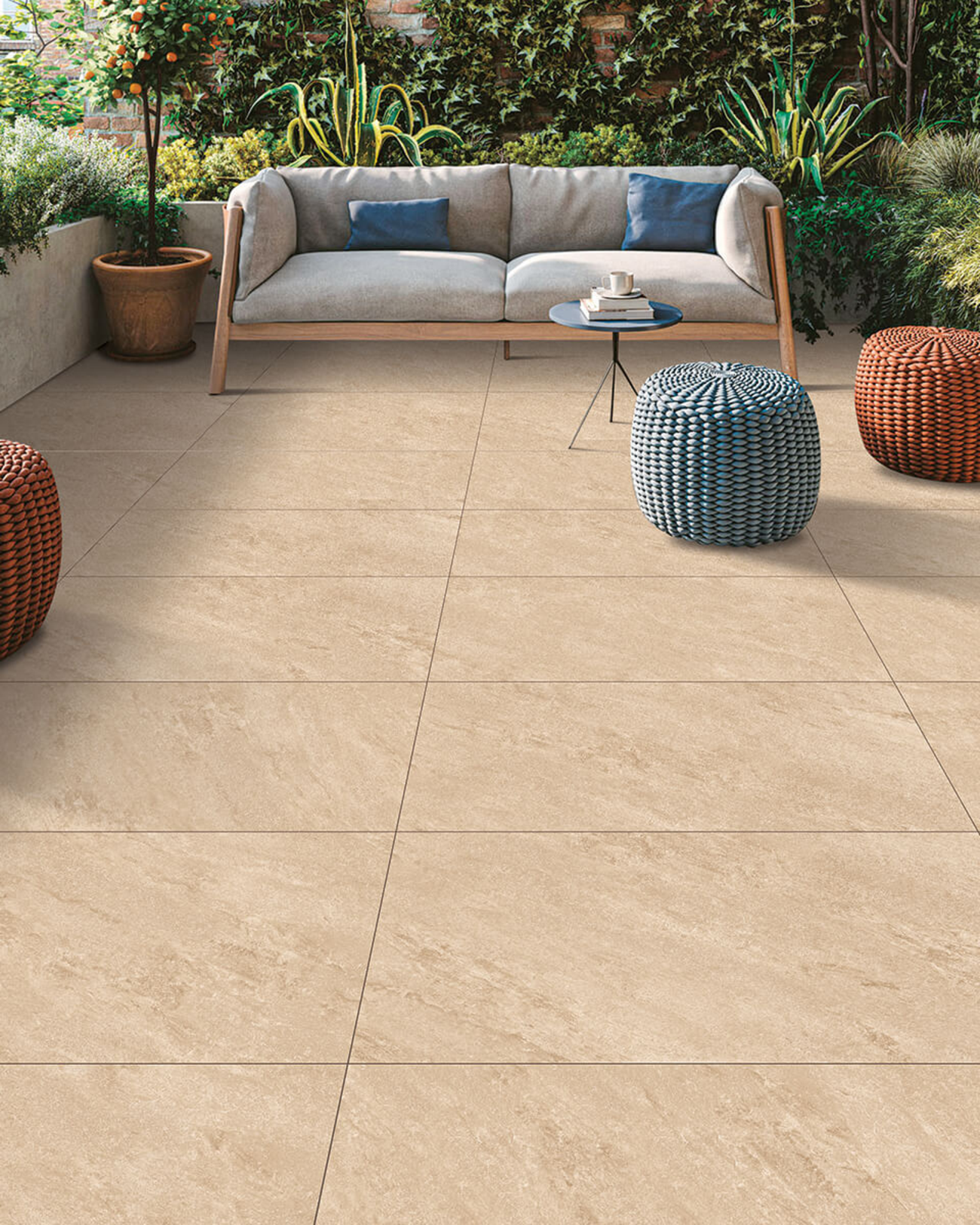 Picture of Lithos Beige Porcelain Outdoor Paving Slab Tiles