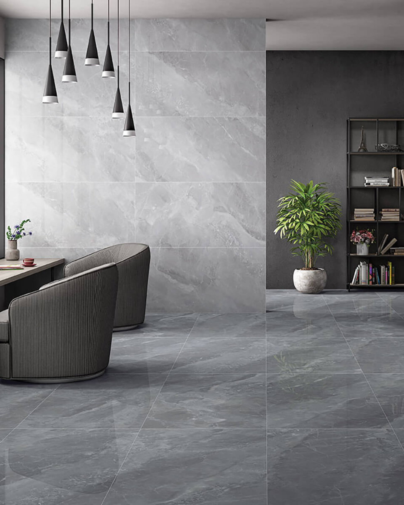 Picture of Bardiglio Grey Polished Marble Effect Porcelain Tiles