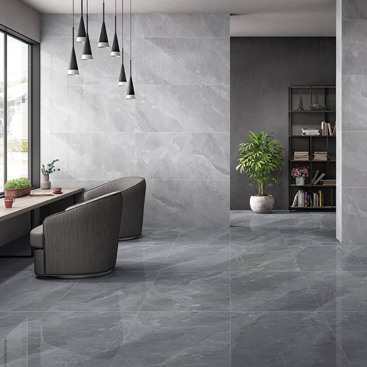 Picture of Bardiglio Grey Polished Marble Effect Porcelain Tiles