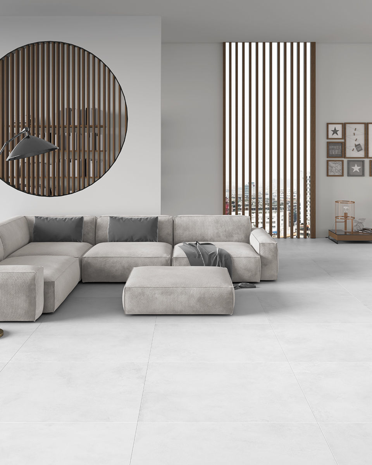 Picture of Grosvenor Bianco Concrete Effect Porcelain Tiles