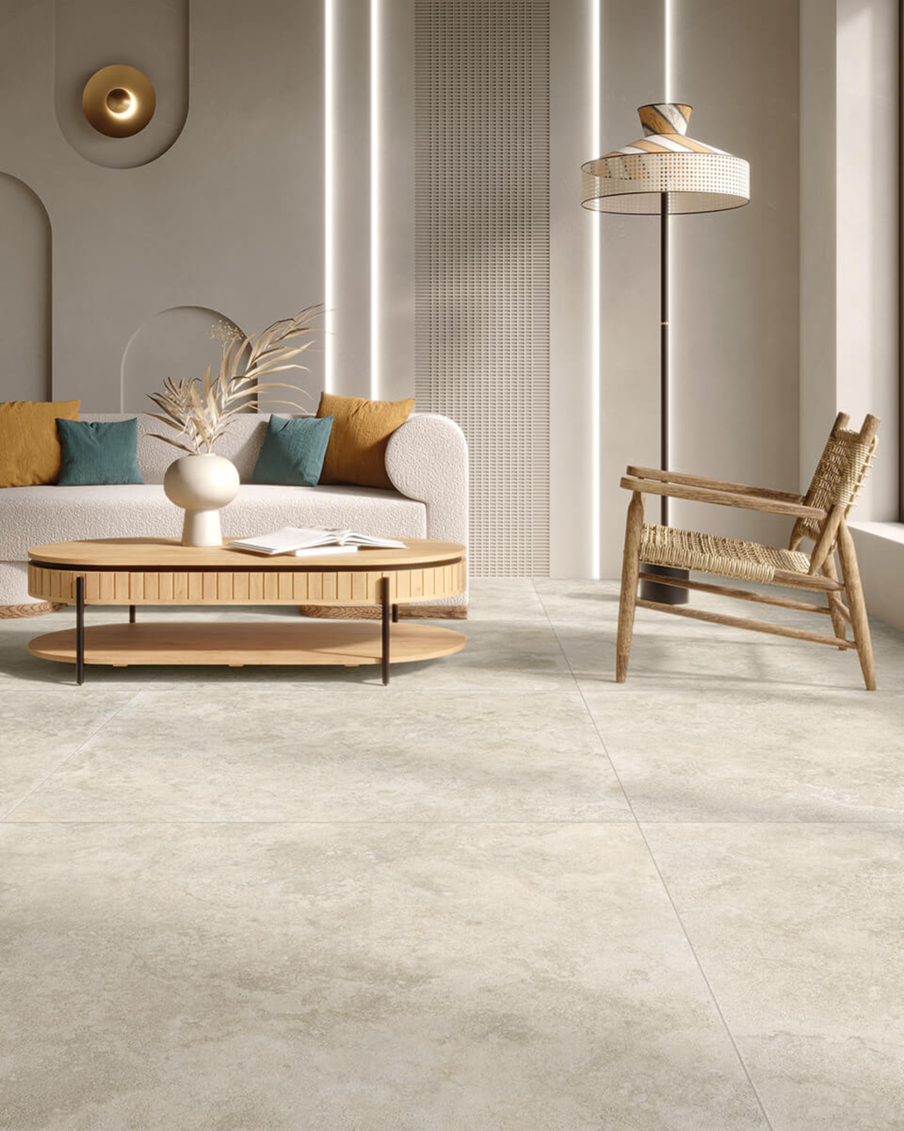Picture of Cementini Bianco Concrete Effect Porcelain Tiles