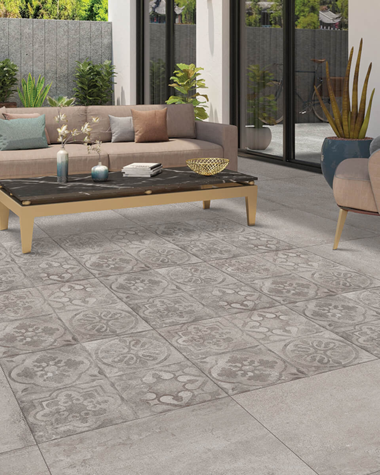Picture of Portobello Grey Decor Porcelain Paving Slabs