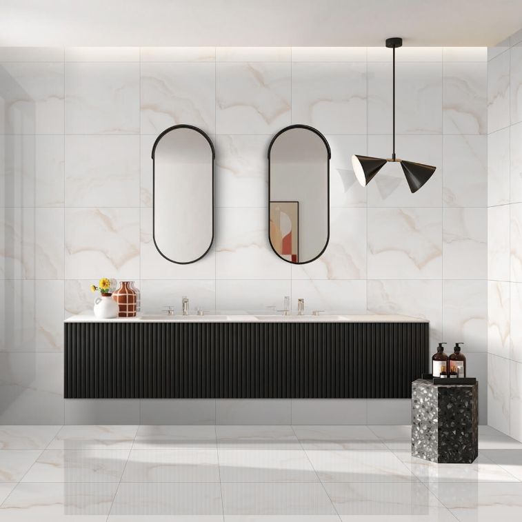 Picture of Onyx White Polished Marble Effect Porcelain Tiles