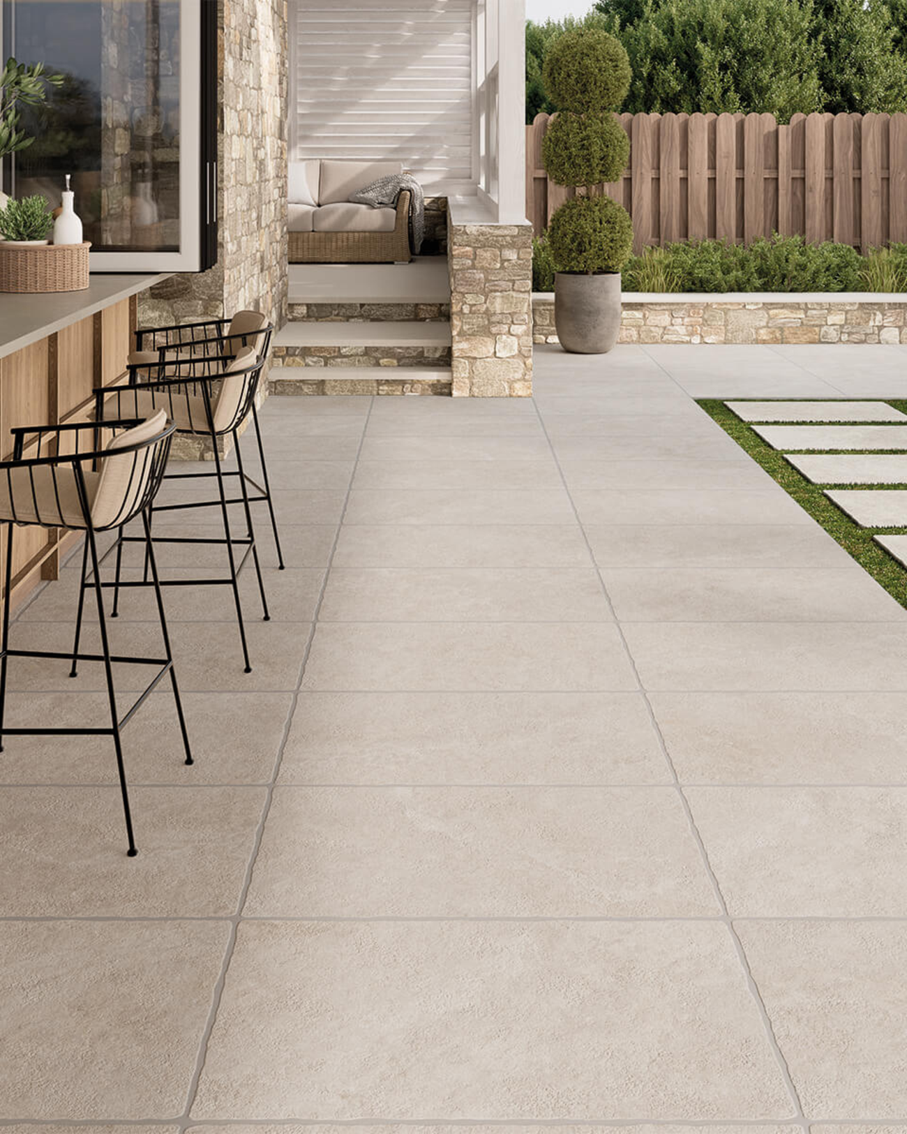Picture of Kensington Beige Antiqued Outdoor Porcelain Paving Slab Tiles