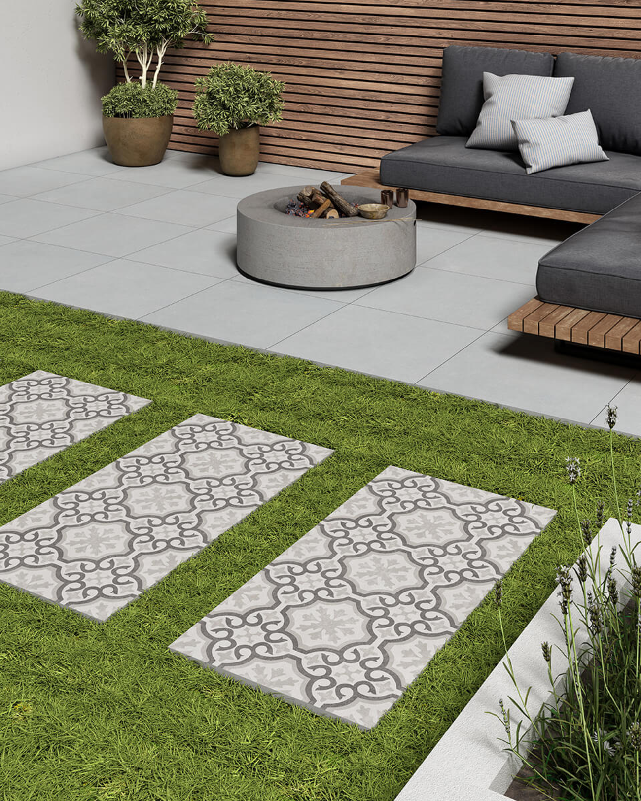 Picture of Noho Silver Victoria Decor Porcelain Paving Slabs