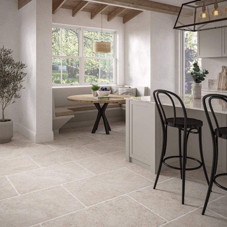 Picture of Kensington Beige Antique Limestone Effect Porcelain Tiles