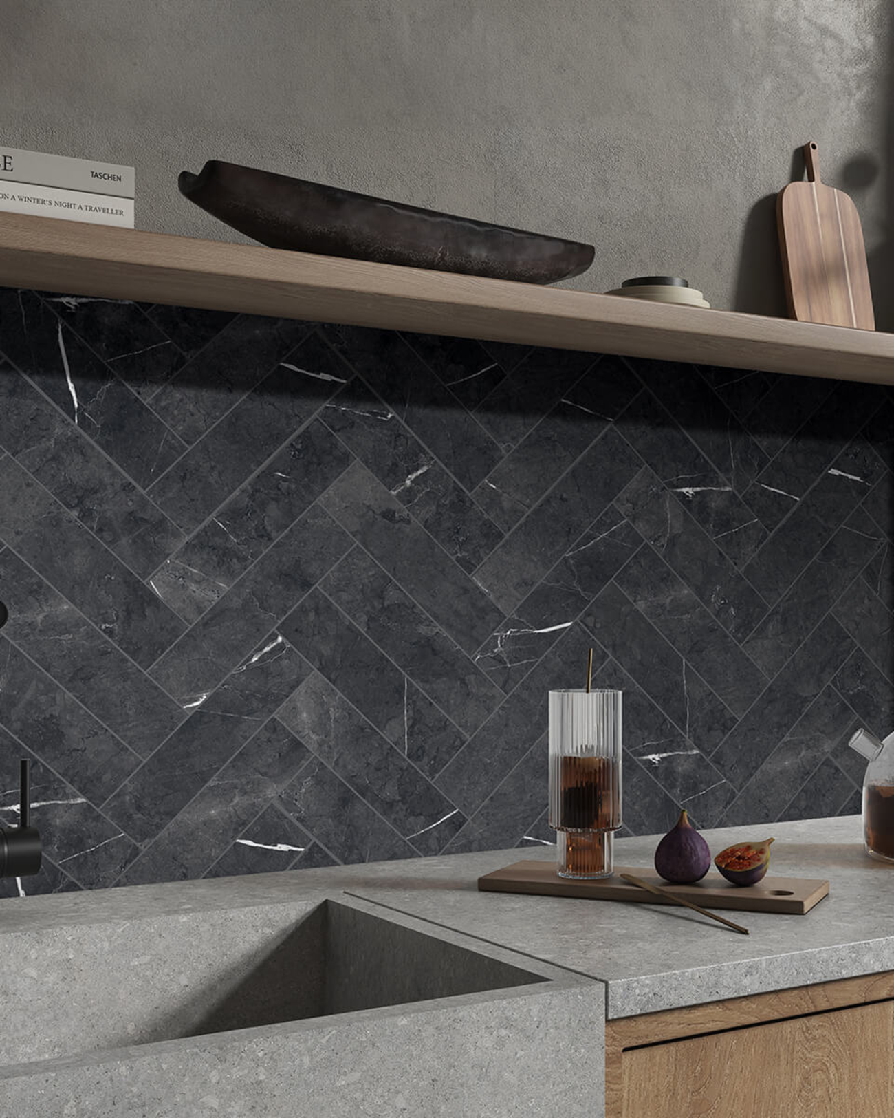 Picture of Firenza Nero Marquina Metro Tiles