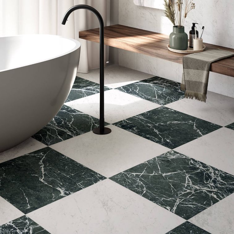 Picture of Firenza Verde Alpi Matte Marble Effect Porcelain Tiles