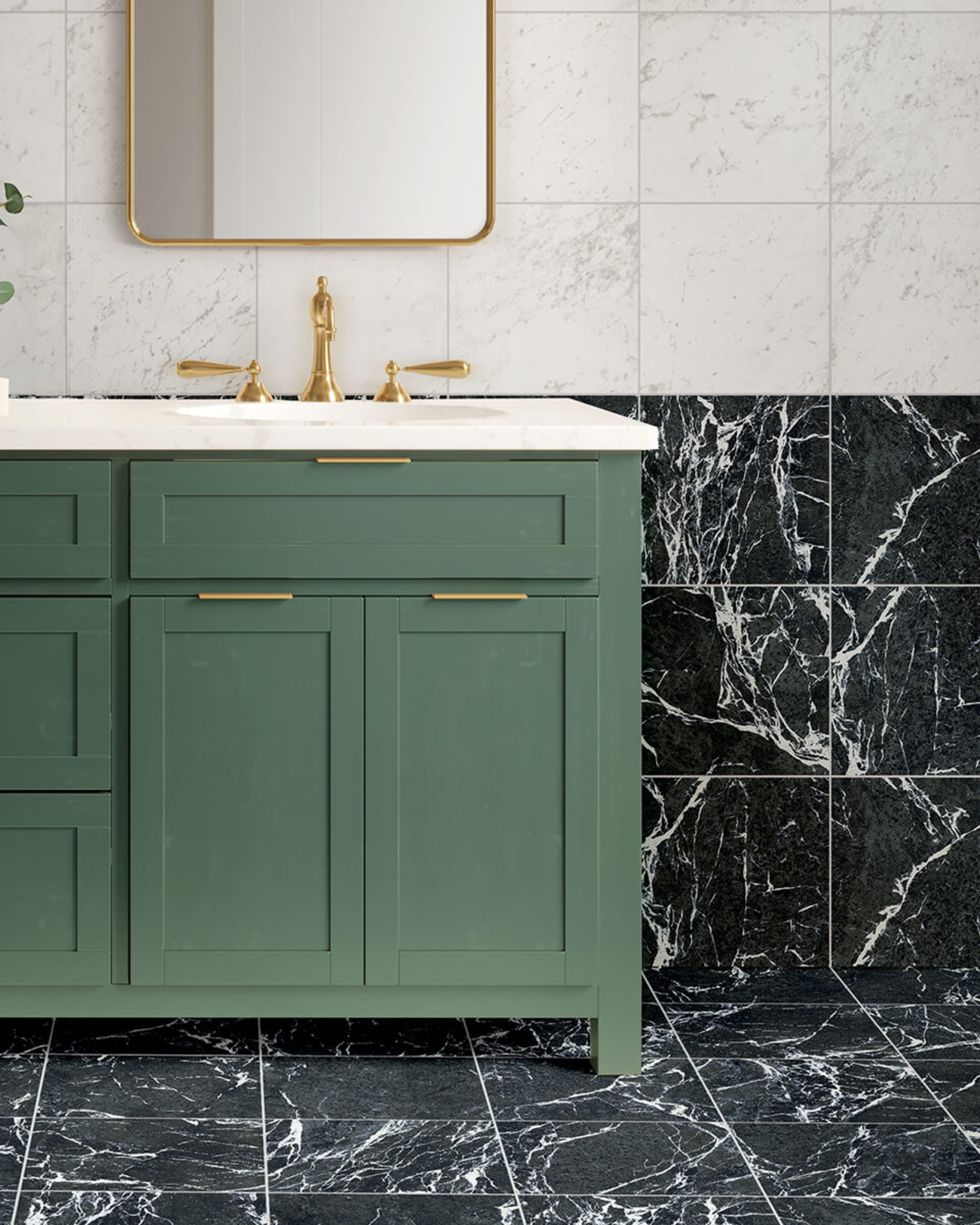 Picture of Firenza Verde Alpi Matte Marble Effect Porcelain Tiles