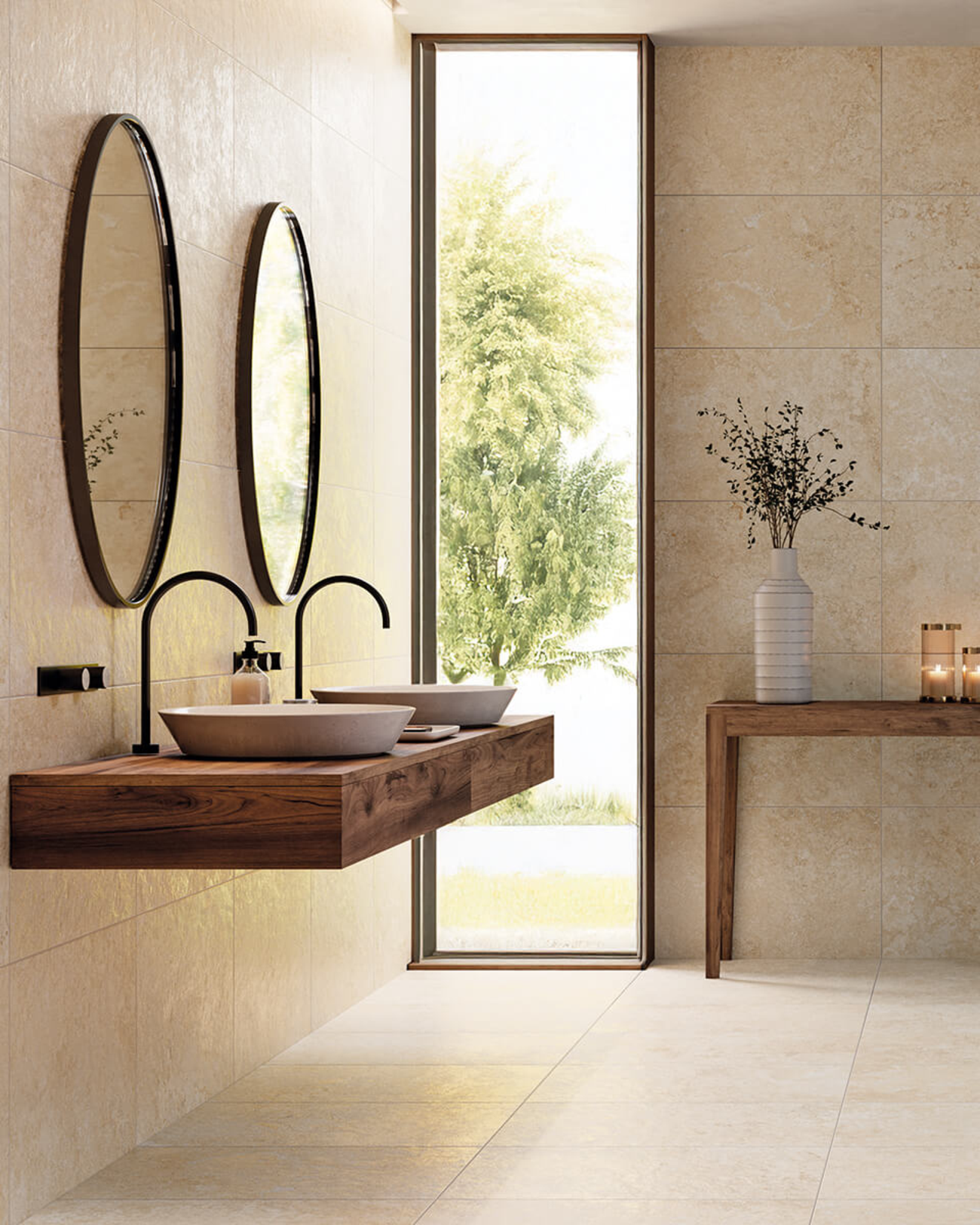 Picture of Corsica Beige Antiqued Limestone Effect Porcelain Tiles