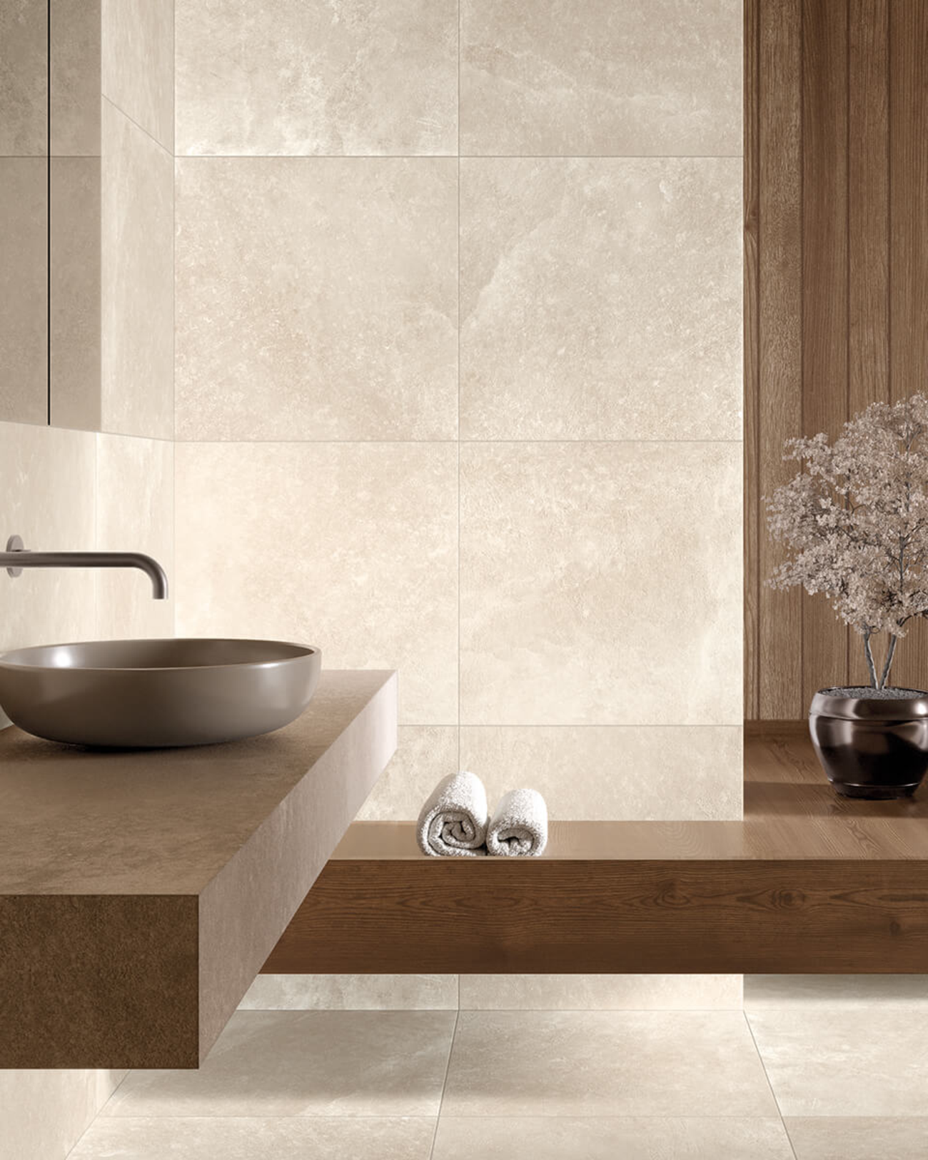 Picture of Delphi Beige Stone Effect Porcelain Tiles