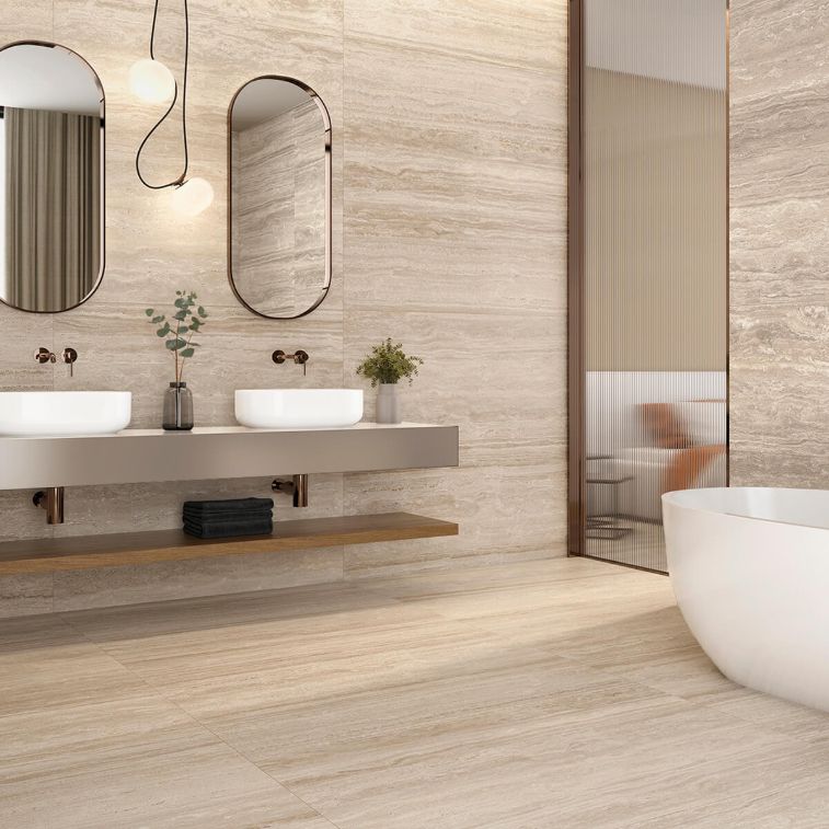 Picture of Athena Travertine Stone Effect Porcelain Tiles