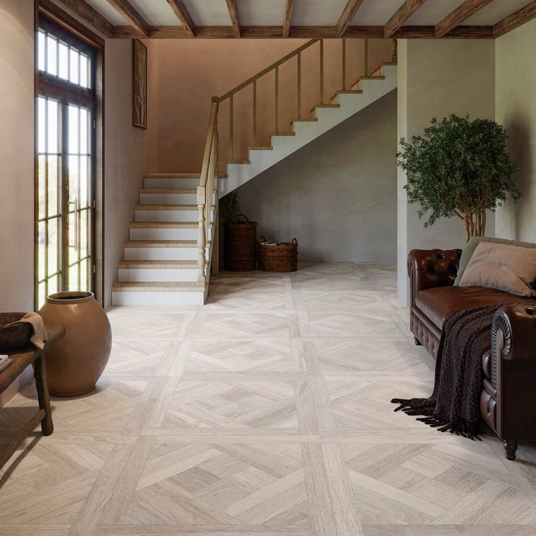 Picture of Cotton Oak Parquet Wood Effect Porcelain Tiles