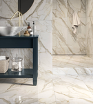 Gilded Ember Polished Marble Effect Porcelain Tiles - 60x120cm
