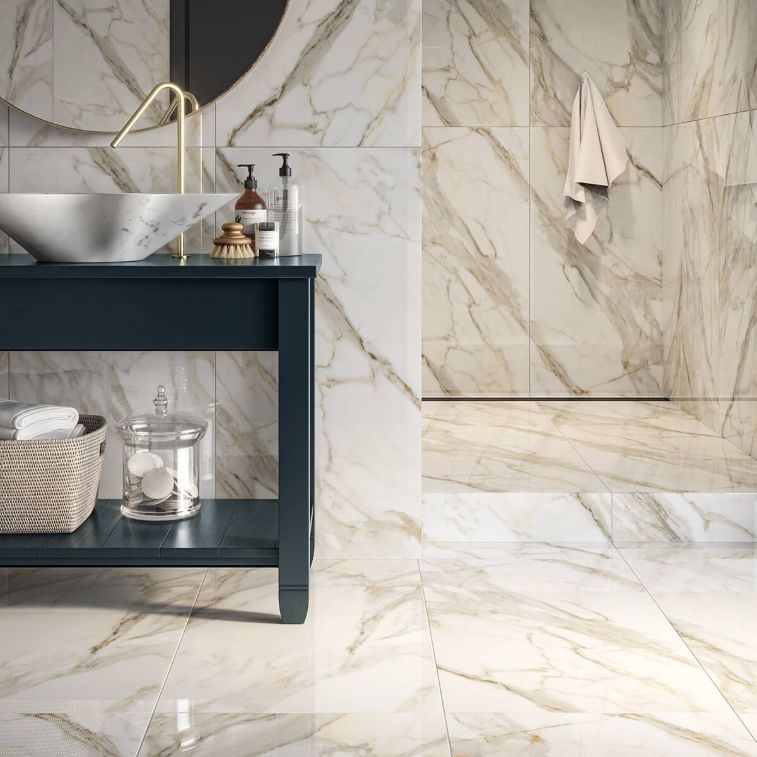 Picture of Gilded Ember Polished Marble Effect Porcelain Tiles