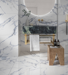Ocean Vein Polished Marble Effect Porcelain Tiles - 60x60cm