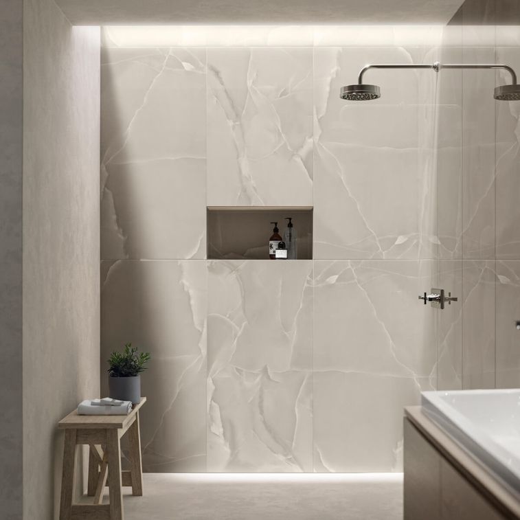 Picture of Glacier Taupe Polished Onyx  Effect Porcelain Tiles