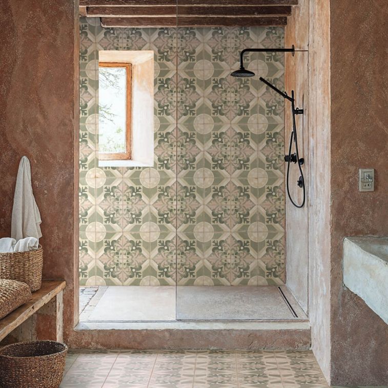 Picture of Lotus Sage Green Patterned Tiles