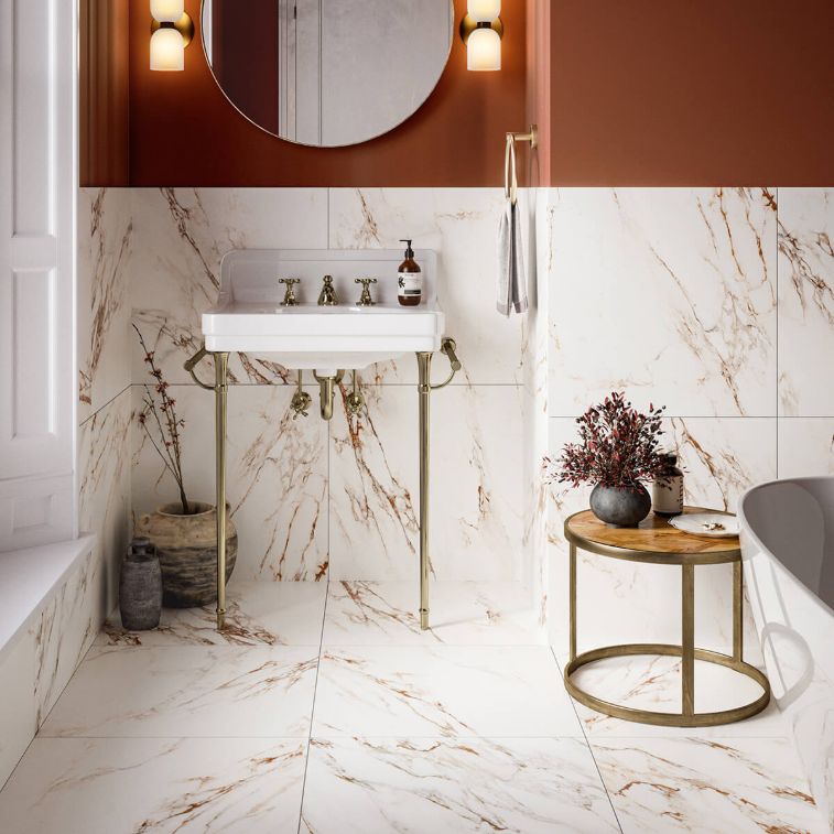 Picture of Sorrento Oro Matte Marble Effect Porcelain Tiles 
