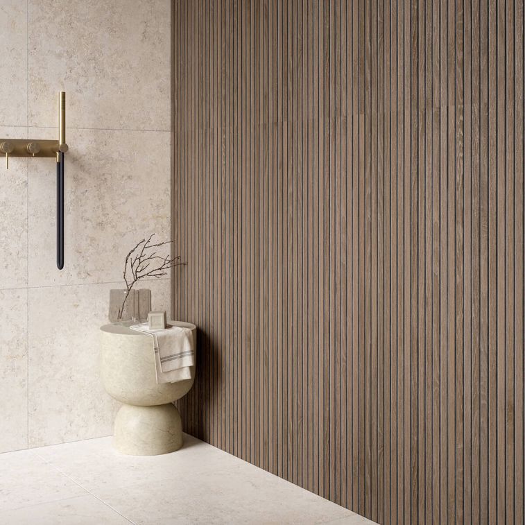 Picture of Nordic Cognac Walnut Slatted Wood Effect Porcelain Tiles