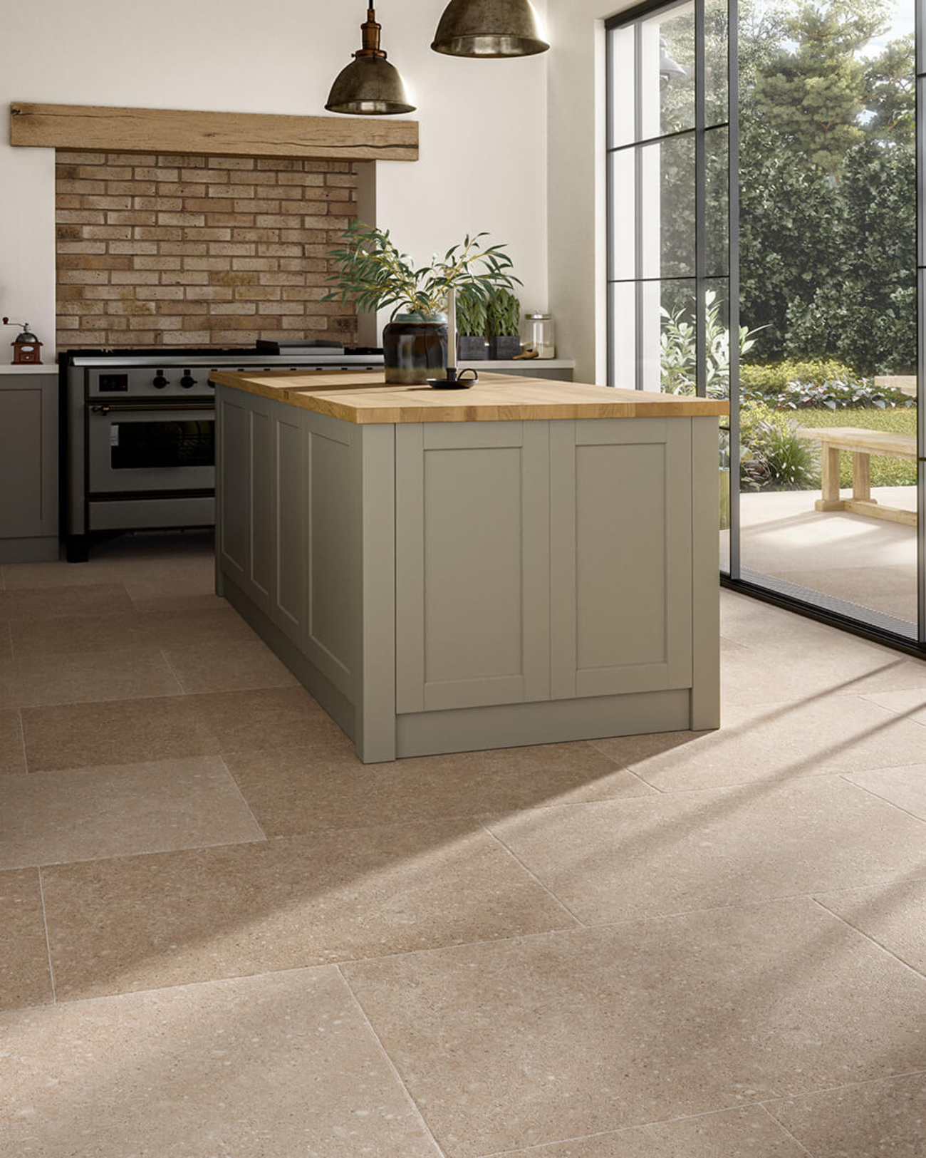 Picture of Hampstead Beige Antiqued Limestone Effect Porcelain Tiles