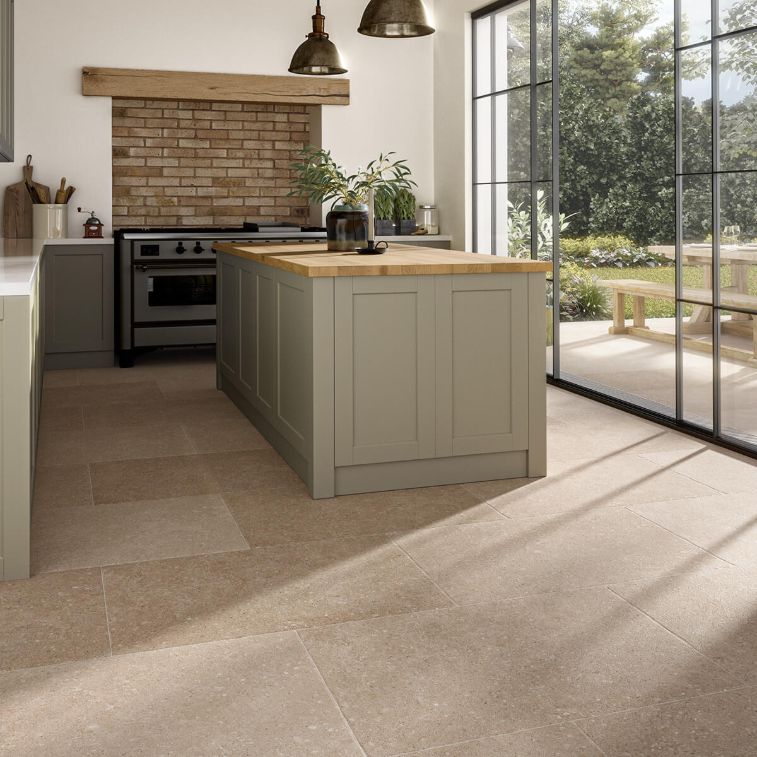Picture of Hampstead Beige Antiqued Limestone Effect Porcelain Tiles