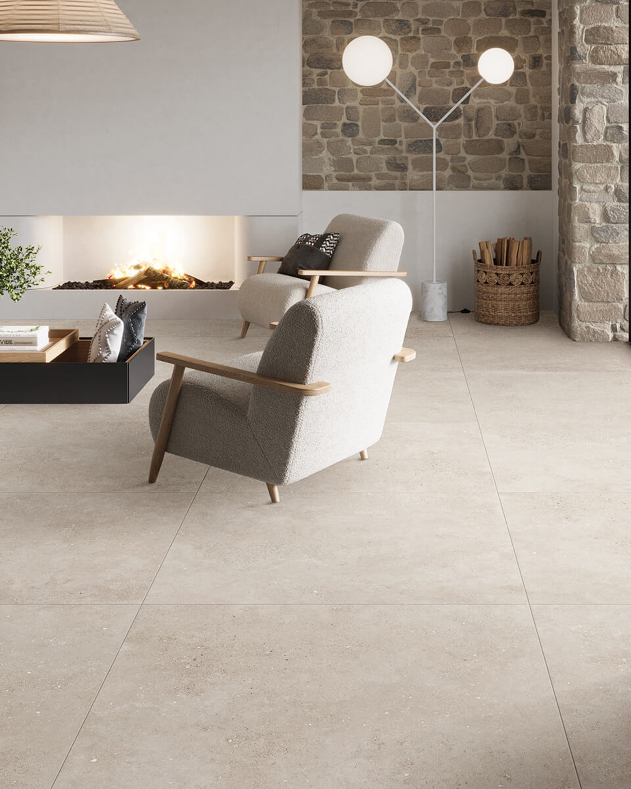 Picture of Arles White Stone Effect Porcelain Tiles