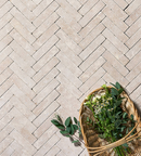Picture of Dijon Tumbled Herringbone Limestone Cobbles