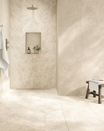 Picture of Stratos Beige Limestone Effect Chevron Porcelain Tiles